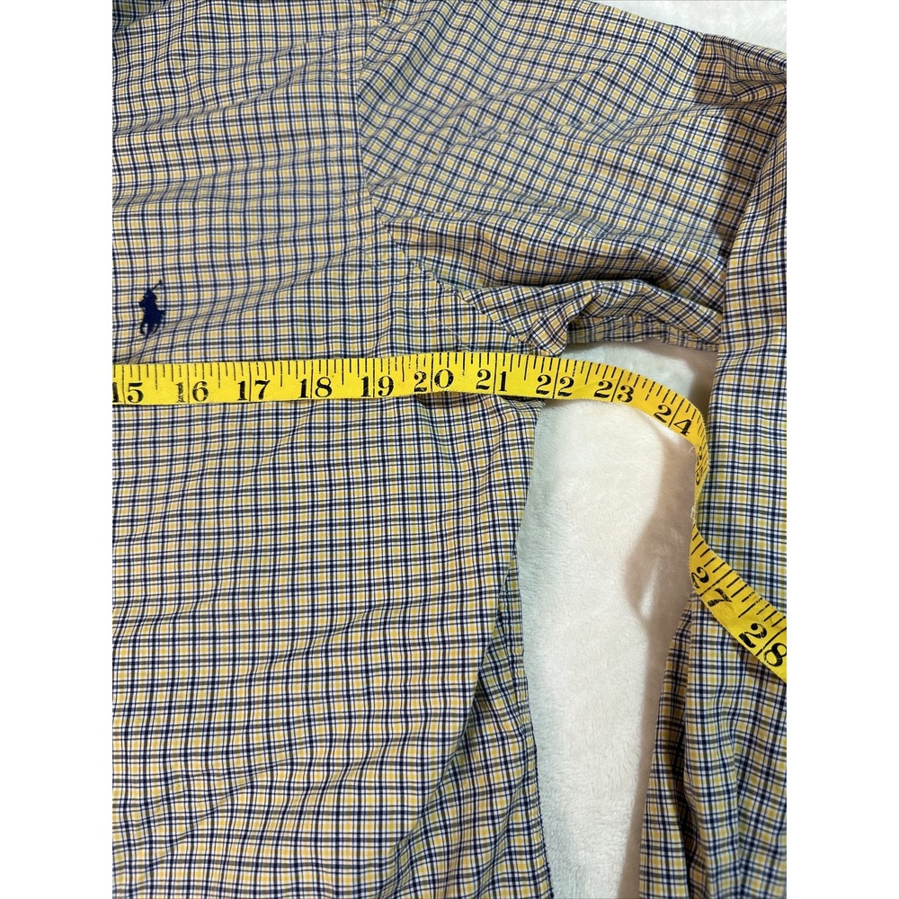 Ralph Lauren Mens M Classic Fit Blue Yellow Check Button Down Long Sleeve Shirt - Picture 7 of 12